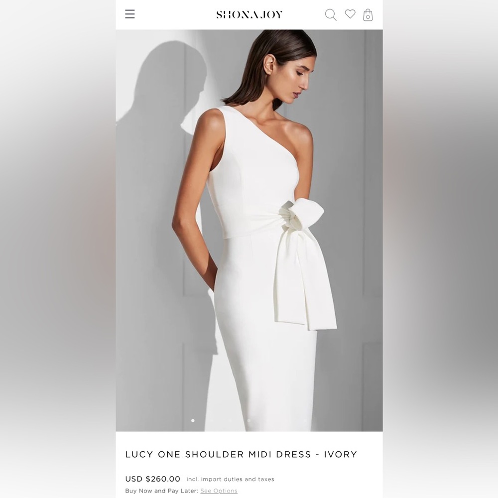 Shona Joy one shoulder white dress